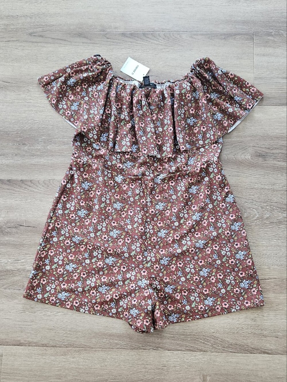 Forever 21+ Rust Floral Off-Shoulder Romper Size 2X